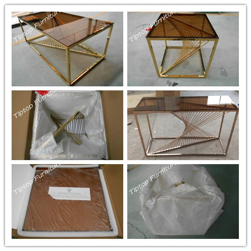 Gold Tempered Glass Console Table Modern Living Room Furniture Coffee Table