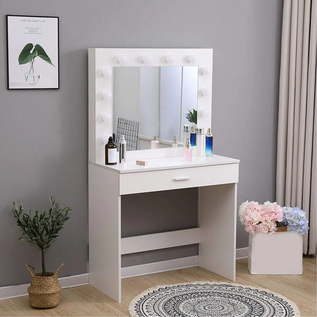 Home Furniture Bedroom Furniture Dressing Table with Stools and LED Lights