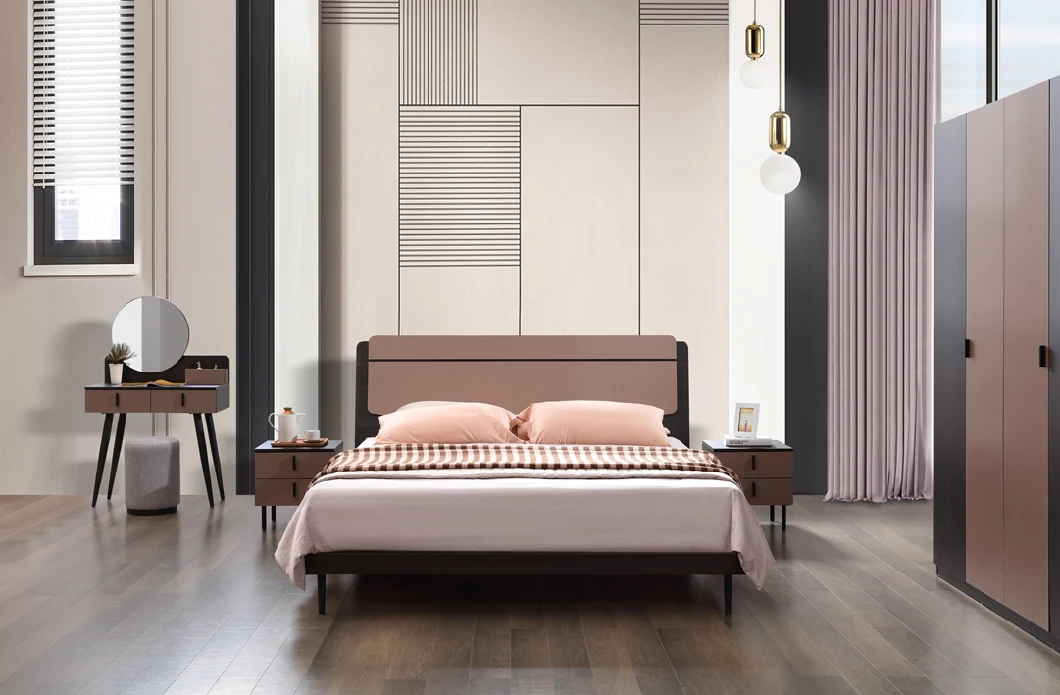 Modern Wooden Furniture Strong Black Oak Simple Design Bedroom Set
