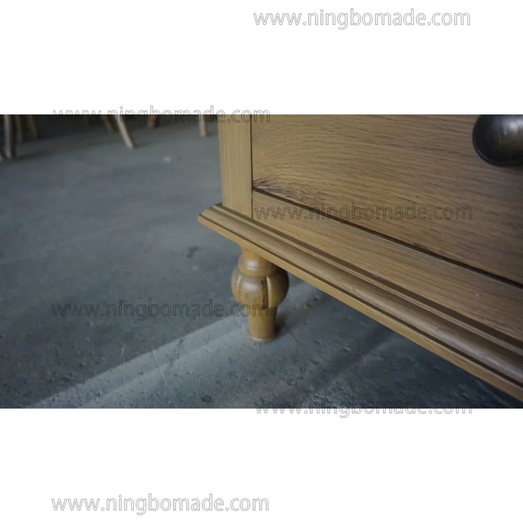 Vintage Provincial Rustic Furniture Aged Grey Oak Bedside Table