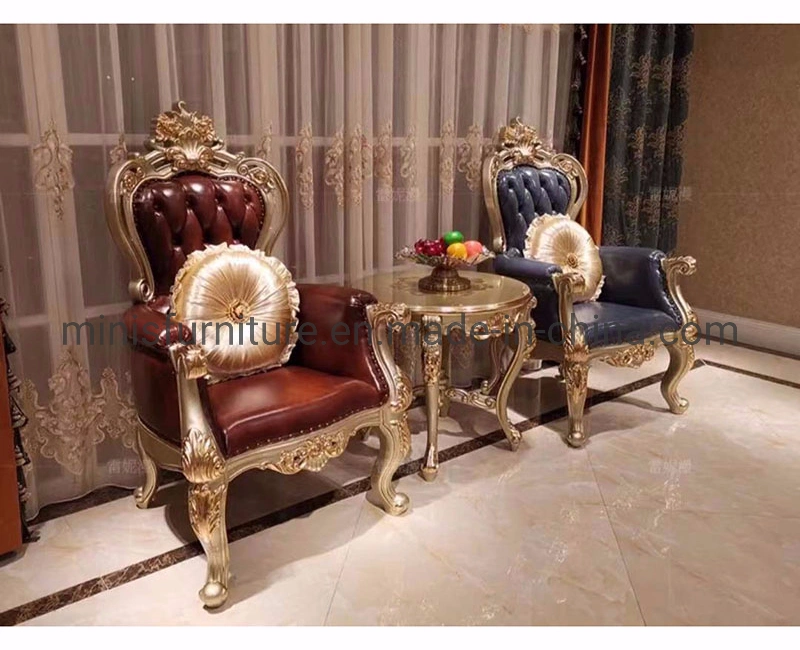 (MN-SFC26) European Furniture Home Living Room/Bedroom/Hotel Lobby Solid Wood Leather Armchairs