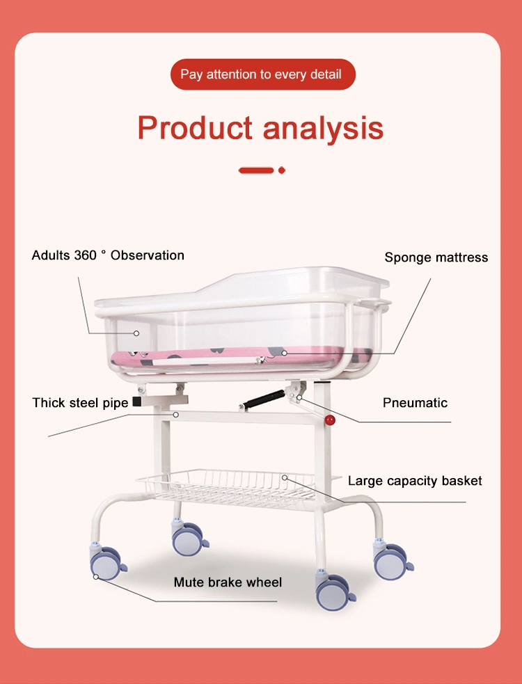 Hospital Infant Bassinet Transparent Plastic Baby Crib New Born Baby Bed