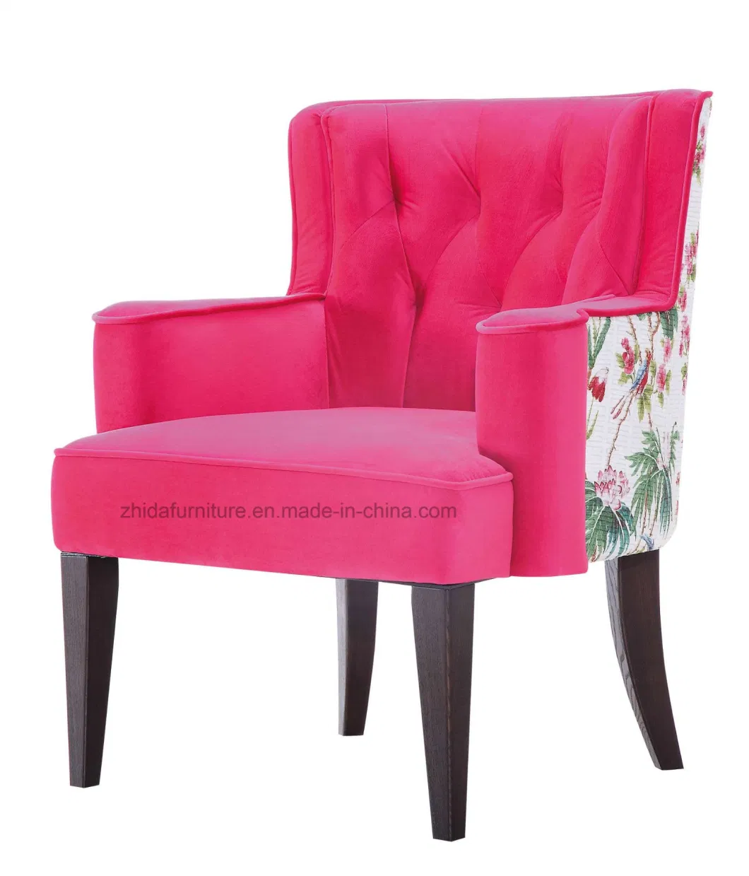 Pink Velvet Modern Armrest Living Room Chair for Reception Bedroom