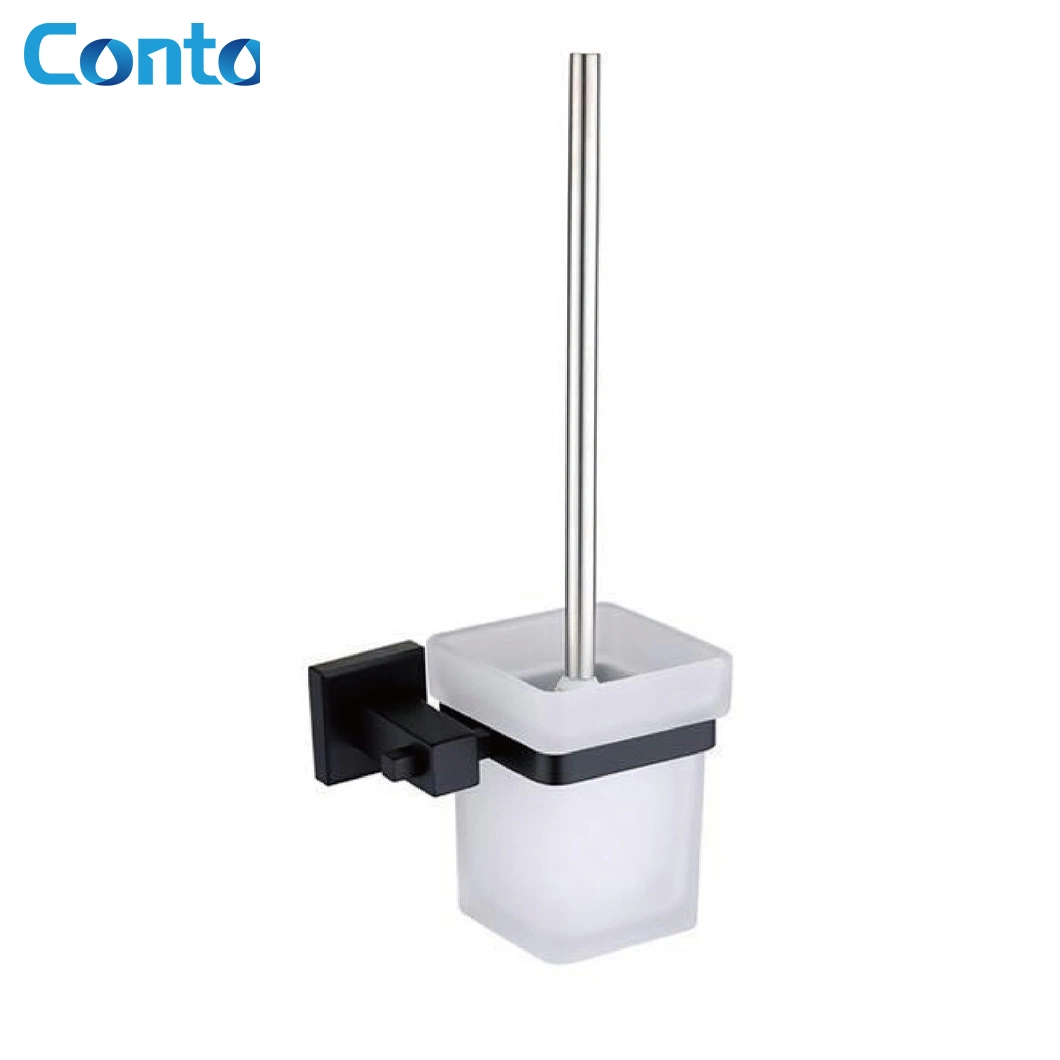 Classic Bathroom Fitting Stainless Steel Toilet Brush Holder with Matte Black