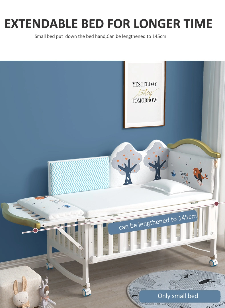 Smooth Lines Baby Bed Solid Pine Wood Kids Bedroom Furniture