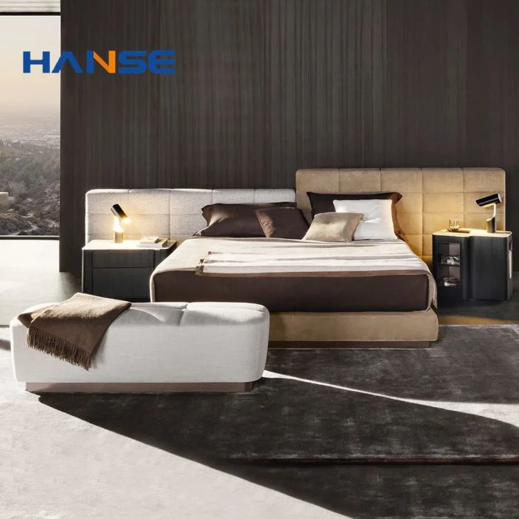 Five Star Hotel Project Light Luxury Design Hotel Room Furniture Upholstered Bed Set