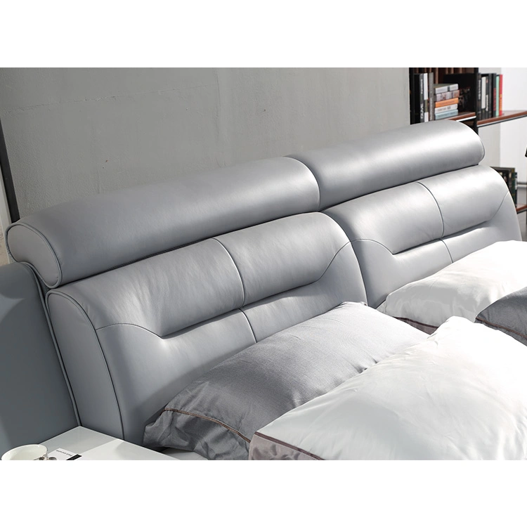 Hotel Modern Luxury Upholstered Modern Leather Bed Villa King Size Storage Bedroom Set Home Furniture with Nigstand Armchair Mattress