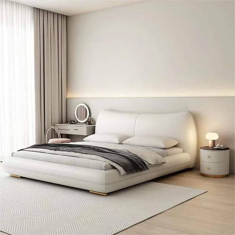 Italian Minimalist New High-End Light Luxury Modern Master Leather Double Bedroom Furniture