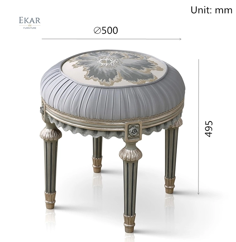 Aristo Party Beautiful Bedroom Furniture Small Round Stool Wooden Fabric Dressing Chair
