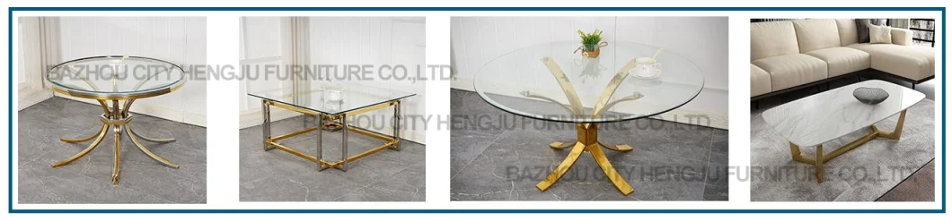 Modern Round Glass Coffee Table Center Steel Table for Living Room