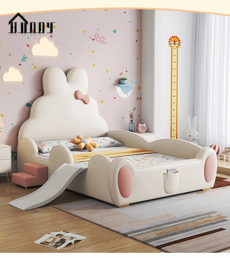 Simple Modern Home Hotel Bedroom Furniture Set Leather Cartoon Wall Bed Children Kids Bed