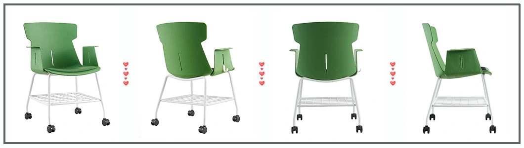 Green PP Plastic Ergonomic Design Lumbar Support Metal Leg Training Chair