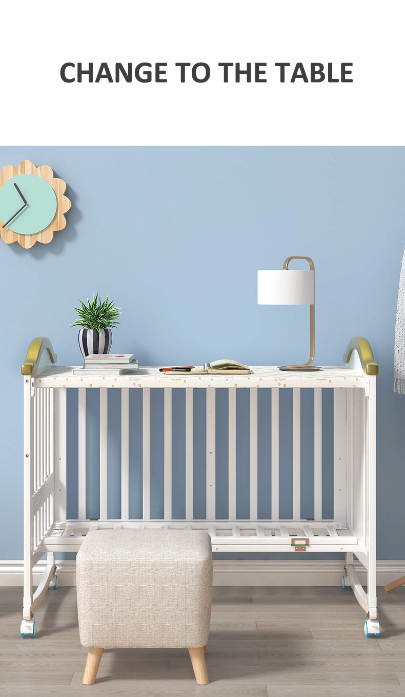 Smooth Lines Baby Bed Solid Pine Wood Kids Bedroom Furniture