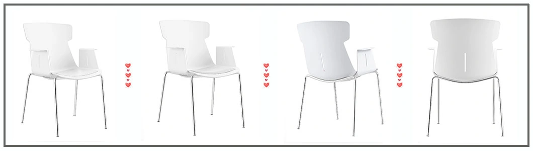 White Plastic Seat Commercial Furniture Ergonomic Design Public Dining Training Chair