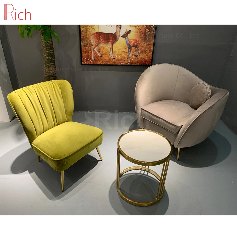 Modern Living Room Furniture Fabric Armchair Orange Green Pleated Tufted Leisure Chair