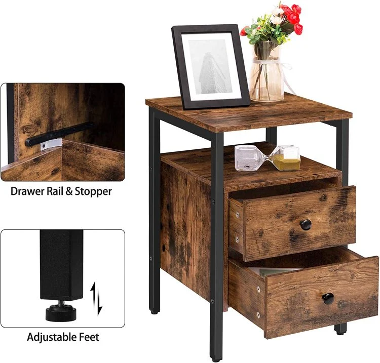 bedroom end table rustic nightstand with drawer and storage shelf