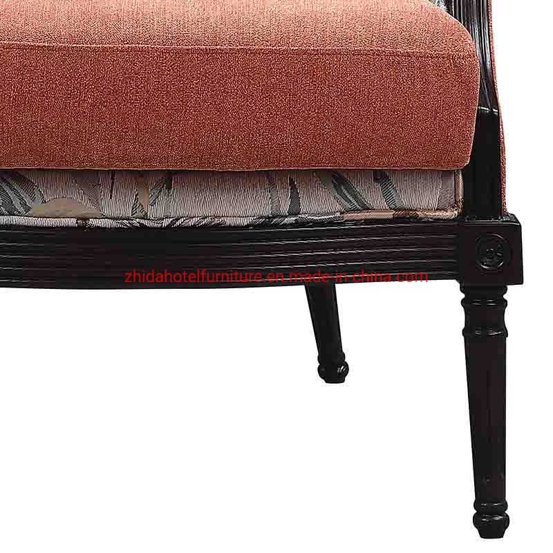 High Back Chinese Style Black Wooden Living Room Chair for Hotel Lobby