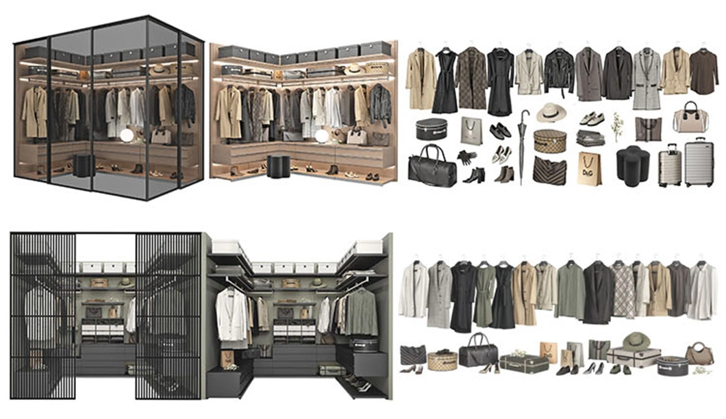 Custom Modern Man Clothes Storage Cupboard Bedroom Wardrobe Closet with Glass Door