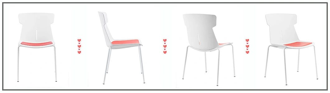 White Plastic Seat Commercial Furniture Ergonomic Design Public Dining Training Chair