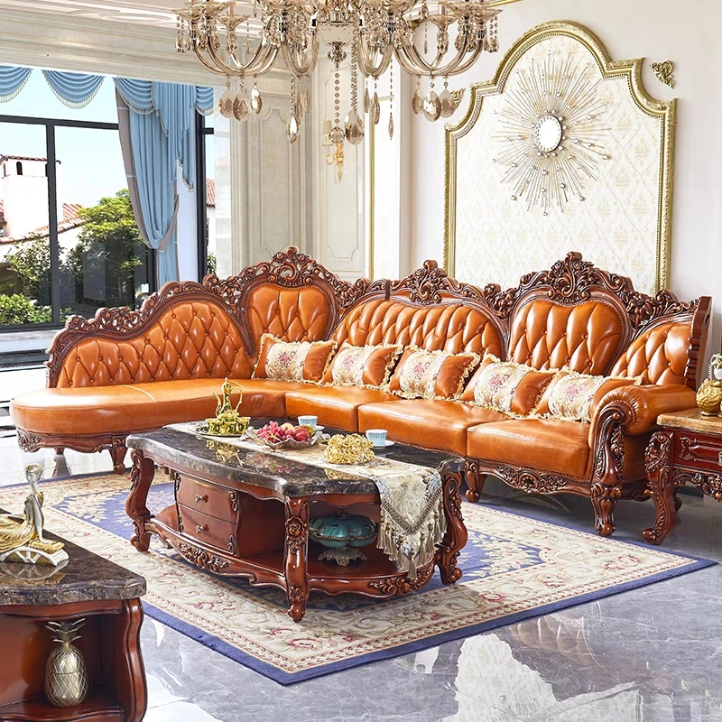 Luxury L Shape Set Big Size Classic Leather Modern Hotel Home Living Room Furniture Sofa
