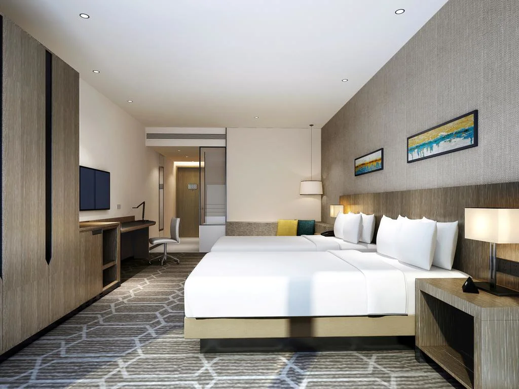 Luxury Custom Made Plywood Natural Oak Veneer Hotel Bedroom Furniture