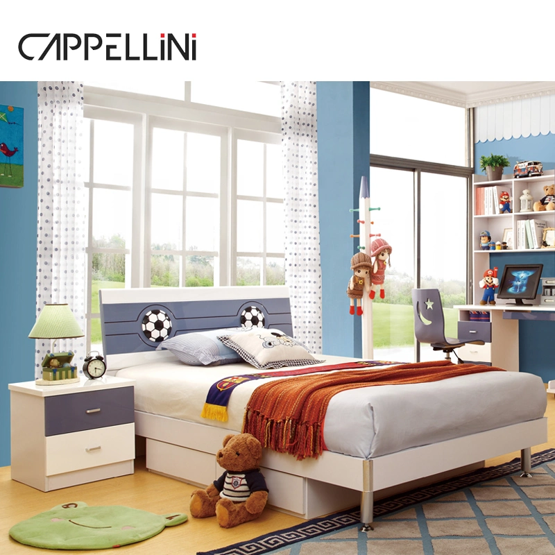 Modern Boy Room Design Wooden Kids Bed Bookshelf Wardrobe Sets Home MDF Children Bedroom Furniture