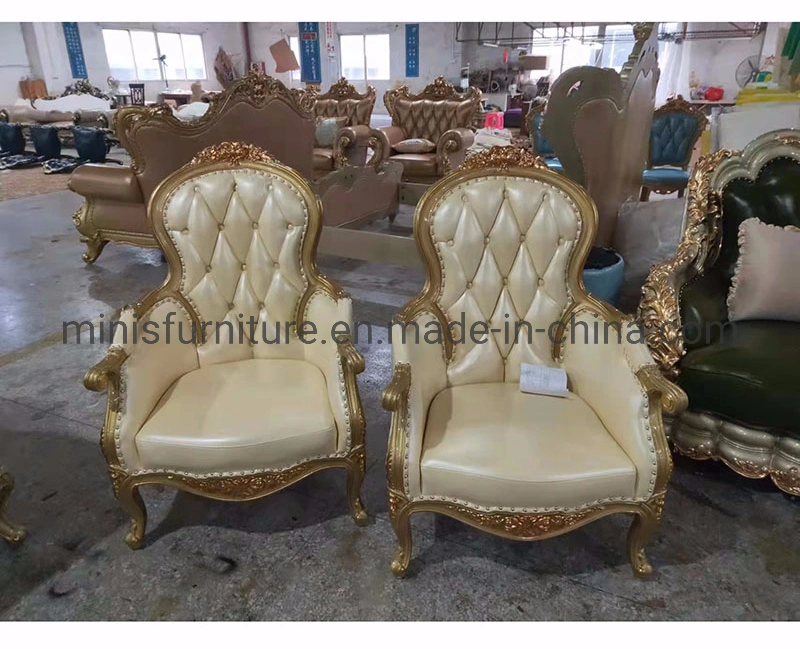 (MN-SFC26) European Furniture Home Living Room/Bedroom/Hotel Lobby Solid Wood Leather Armchairs