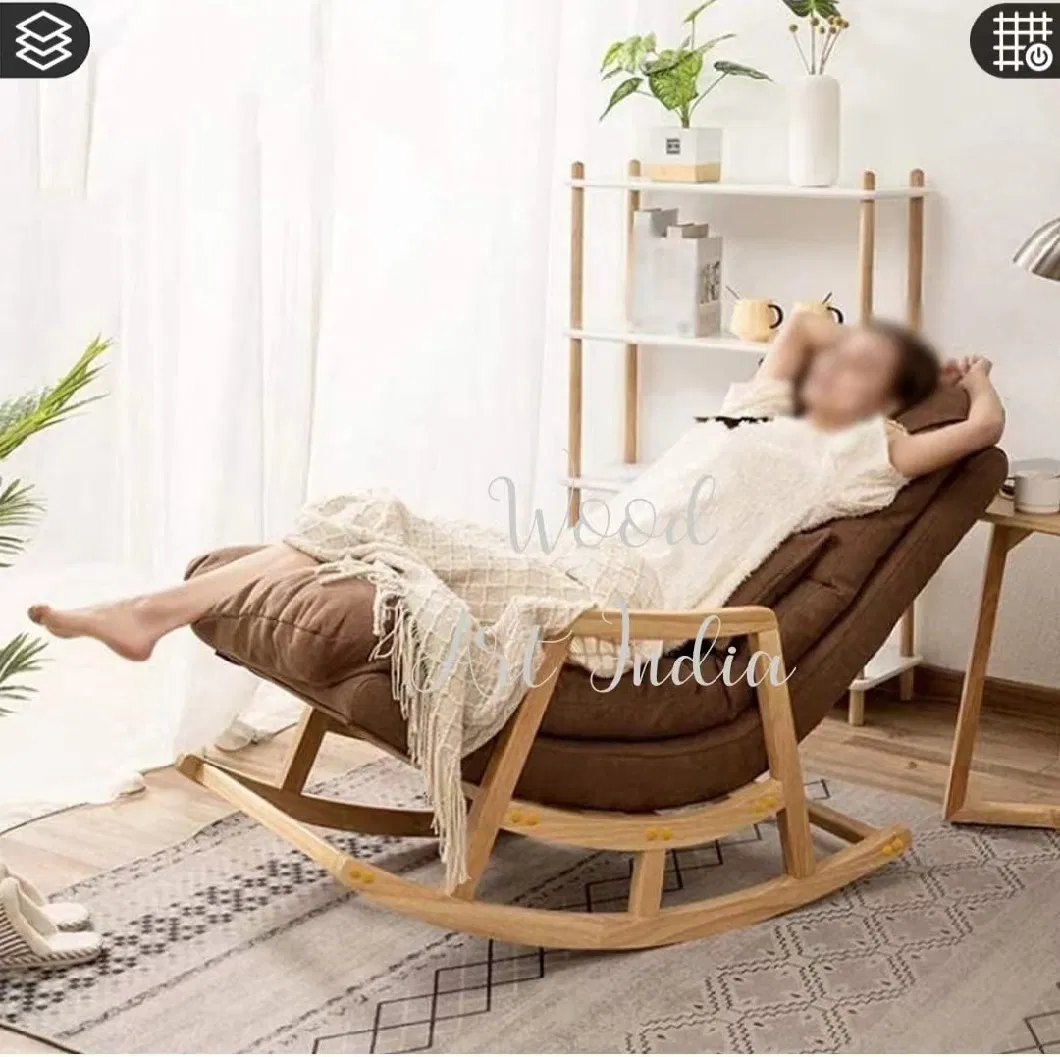 Wholesale Modern Living Room Nursery Recliner Furniture Wooden Glider Chair with Ottoman Leisure Rocking Ergonomic Chair and Stool