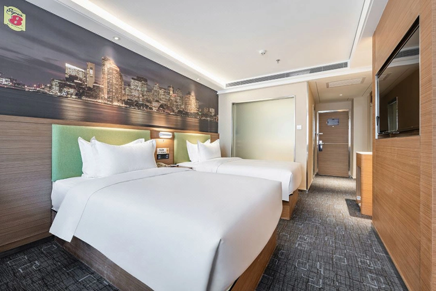 Wyndham Hotel Furniture Manufacturer Modern Twin Size Bed Bedroom Sets Wooden Hotel Room Furniture Set