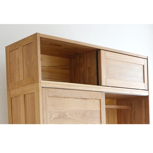 Oak Wardrobe Silent Damping Slide Rail Sliding Door Wardrobe Bedroom Furniture