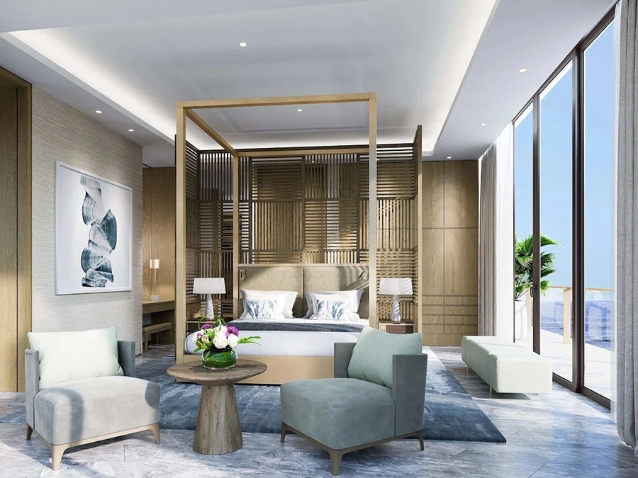 Dubai Resort Hospitality Room Suite Modern King Bed Custom Bedroom Sets Luxury 5 Star Wooden Hotel Furniture
