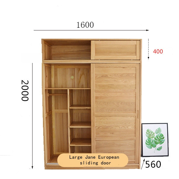 Oak Wardrobe Silent Damping Slide Rail Sliding Door Wardrobe Bedroom Furniture