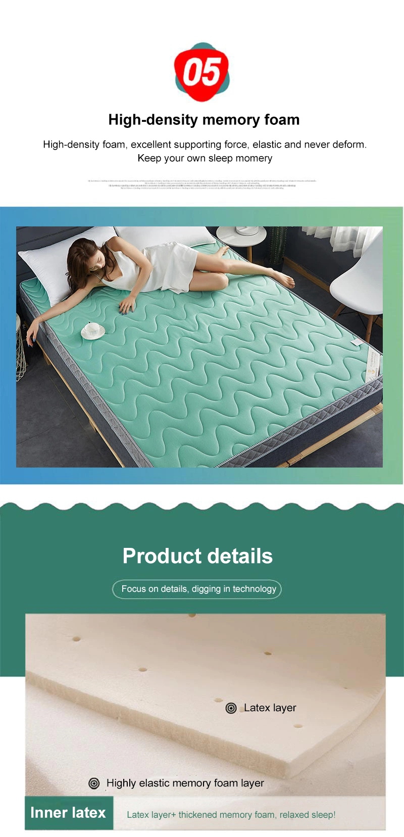 Worker Bed Mattress Thick 10cm Multi-Purpose Skin Friendly Gel Mattress Twin