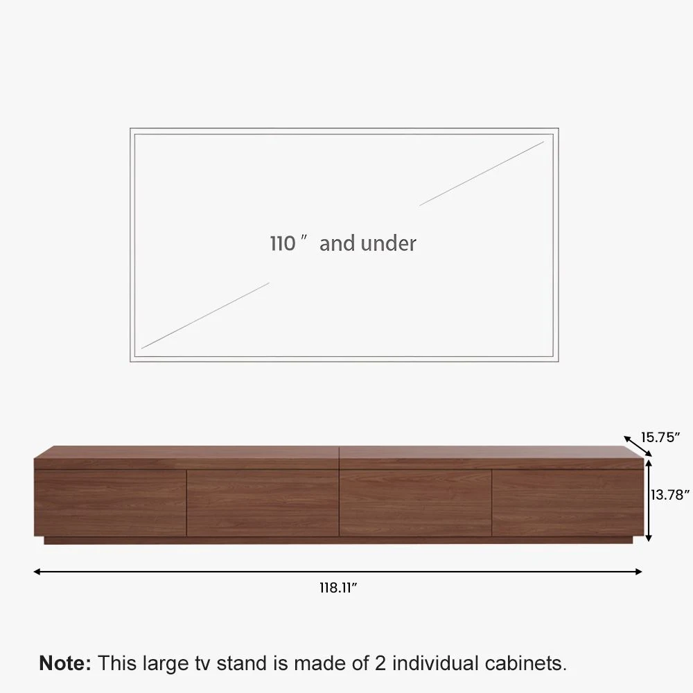 MID-Century Solid Wood Living Room Set with 118.1 Inch TV Stand + 39.4 Inch Coffee Table