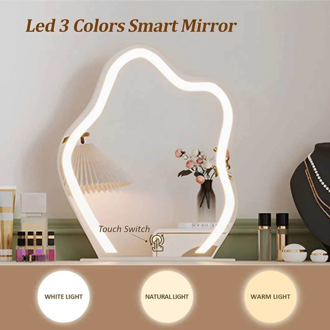 Nova Smart Bedroom Dresser Table Vanity Set Furniture with Mirror and Lights Wooden Make up Table