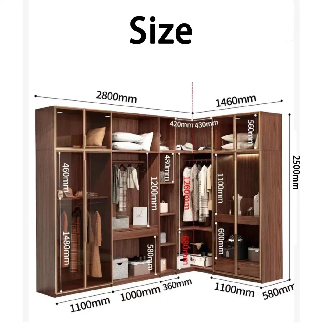 Factory Customized Bedroom Furniture Modular Wooden Custom Modern Design Walk in Closet Wardrobes