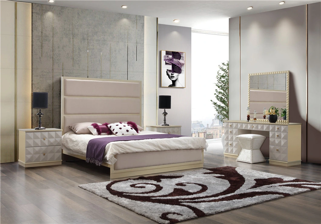 Modern Fashion Furniture Luxury Champagne Gold Color Classic Bedroom Bed Room