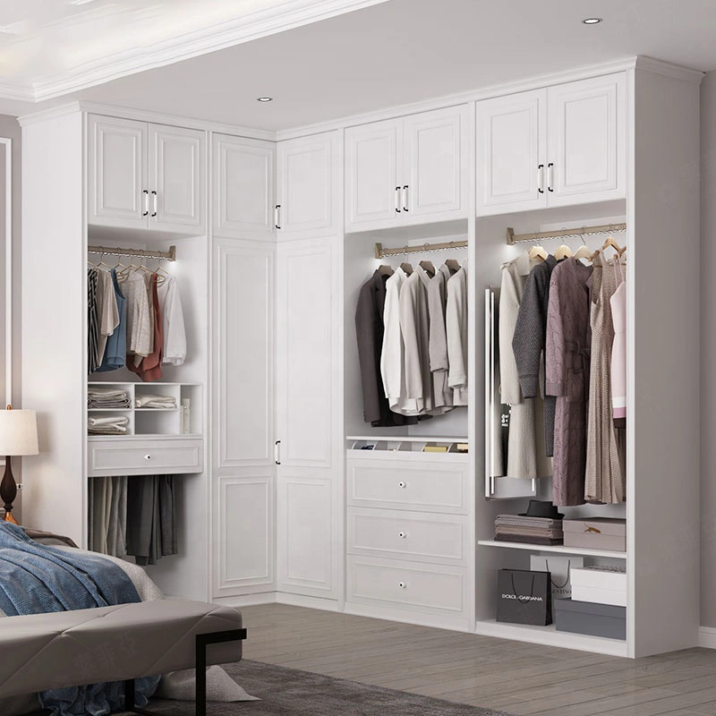 Fashion Bedroom Furniture Walk-in Closet Painted Design Factory Price Customized Solid Wood Wardrobe for Villa