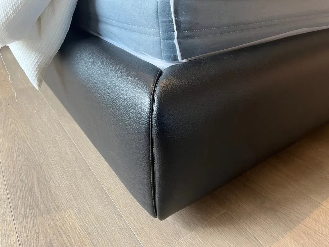 Latest Italian 2023 Upholstered King Size Softbay Bed Set Walnut Solid Wood Furniture Bedroom