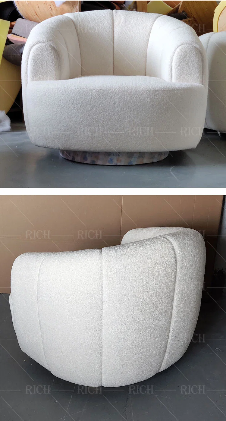 Luxury Hotel White Lounge Small Armchair for Bedroom Waiting Swivel Easy Nordic Teddy Chair Modern Fabric Teddy Sofa Chair