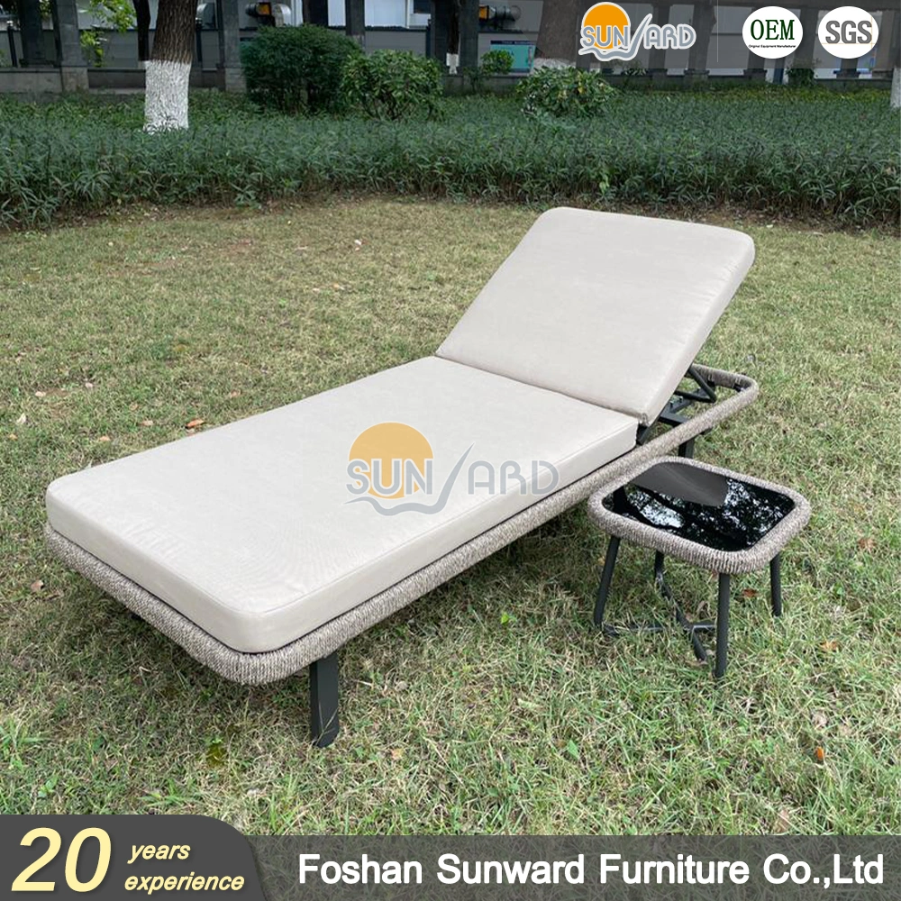 Customized Resort Hotel Garden Patio Outdoor Furniture Aluminum Rope Beach Chair Pool Chaise Lounge