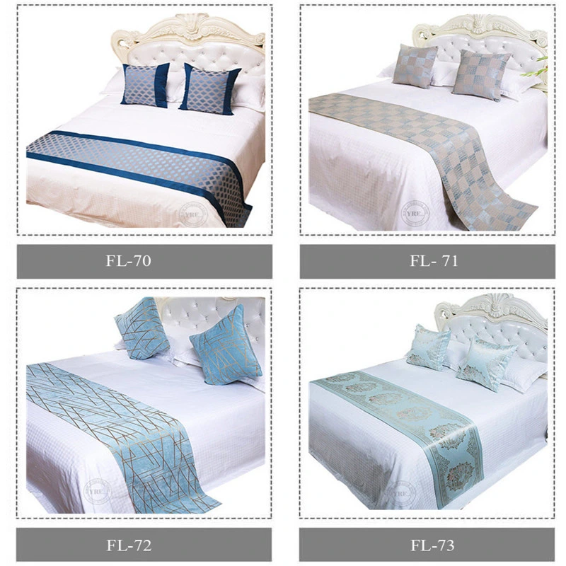 Hotel Bedroom Simple Bright Silk Decorate Silver Blue Bed Flags