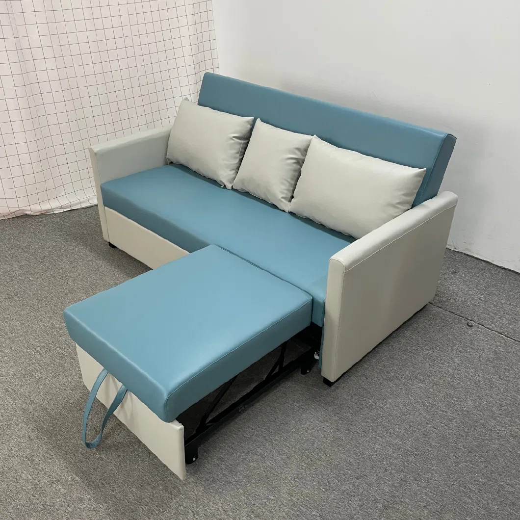 Modern Simple Two-Color Matching Technology Cloth Sofa Small Family Living Room Bedroom Double Mop Bed Folding Sofabed
