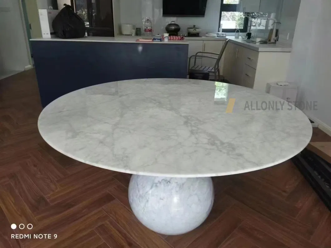 Living Room Furniture Restaurant Table Design Panda White Marble Dining Table Set