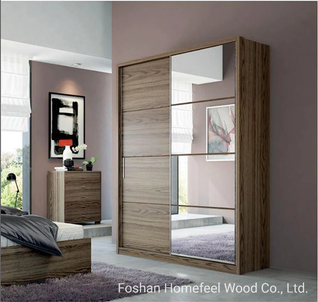 Fashion Home Furniture 2-Sliding Mirror Doors MDF Wooden Bedroom Wardrobe Closet (HF-H5E7UI)