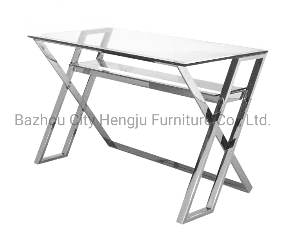 Nordic Silver Stainless Steel Porch Glass Console Table Modern Living Room Furniture