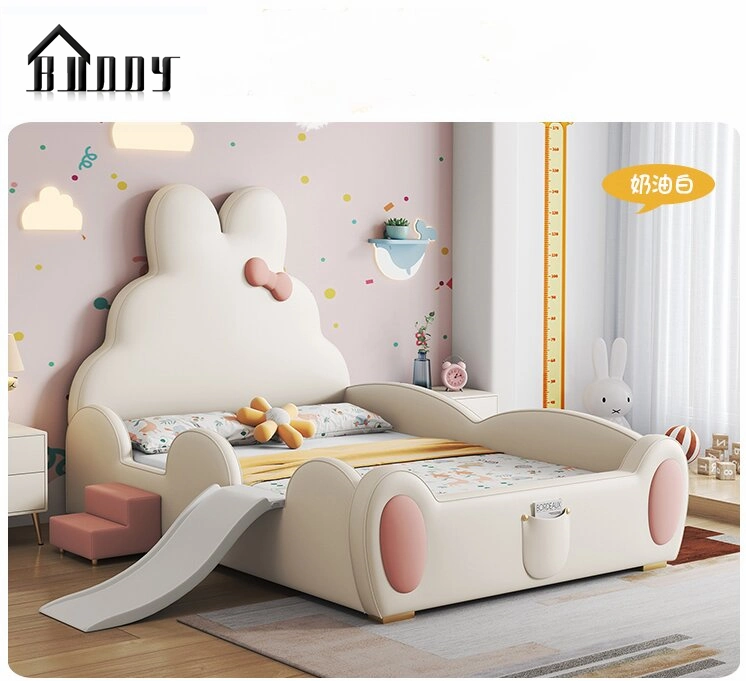 Simple Modern Home Hotel Bedroom Furniture Set Leather Cartoon Wall Bed Children Kids Bed