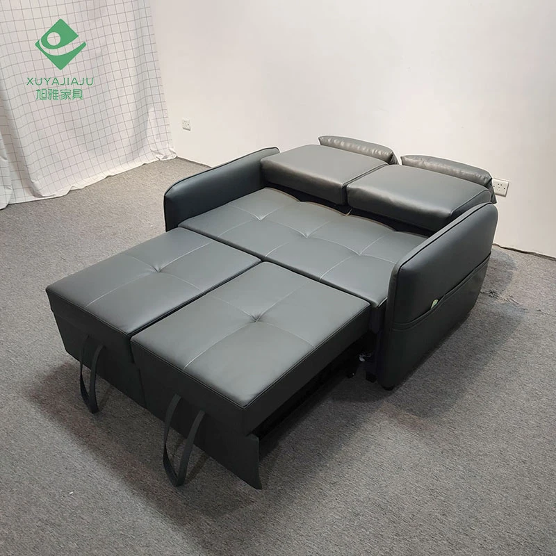 2 Seat Black Synthetic Leather Elegant and Stylish Fold out Sofa Beds for Small Spaces