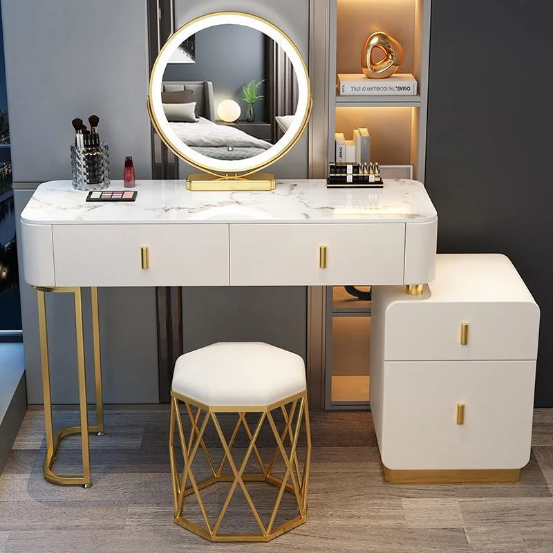 Hot Sale White Corner Dressing Table Makeup Table Vanity Table with Stool and Mirror Bedroom Furniture