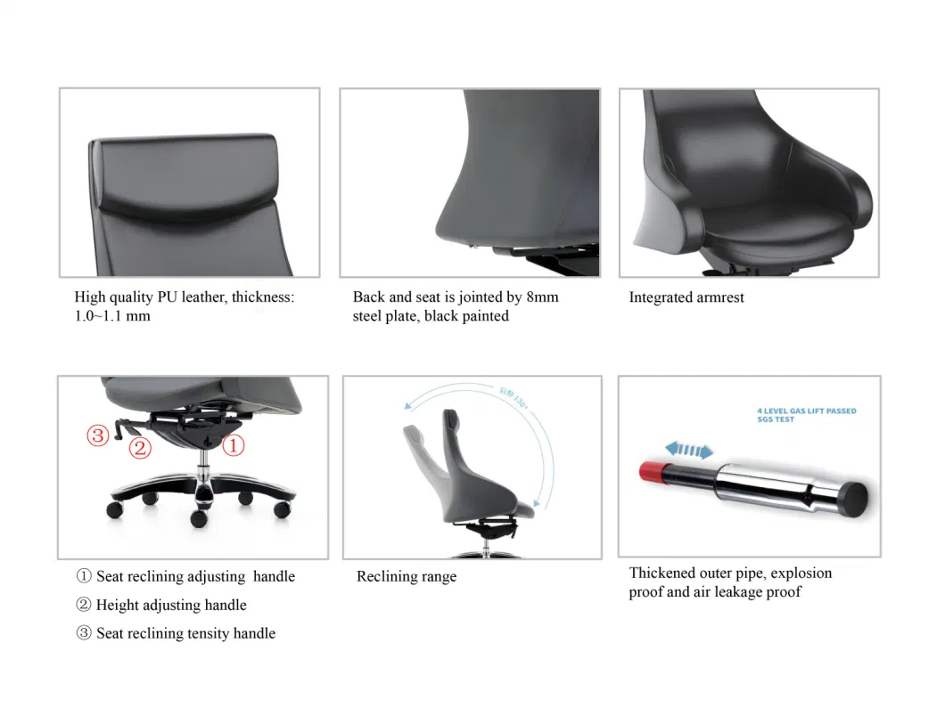 Zode Modern Home/Living Room/Office Furniture PU Ergonomic Swivel Geniun Leather Chair Computer Chair